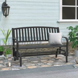 Abble Powder Coated Steel Outdoor Glider Bench - Black