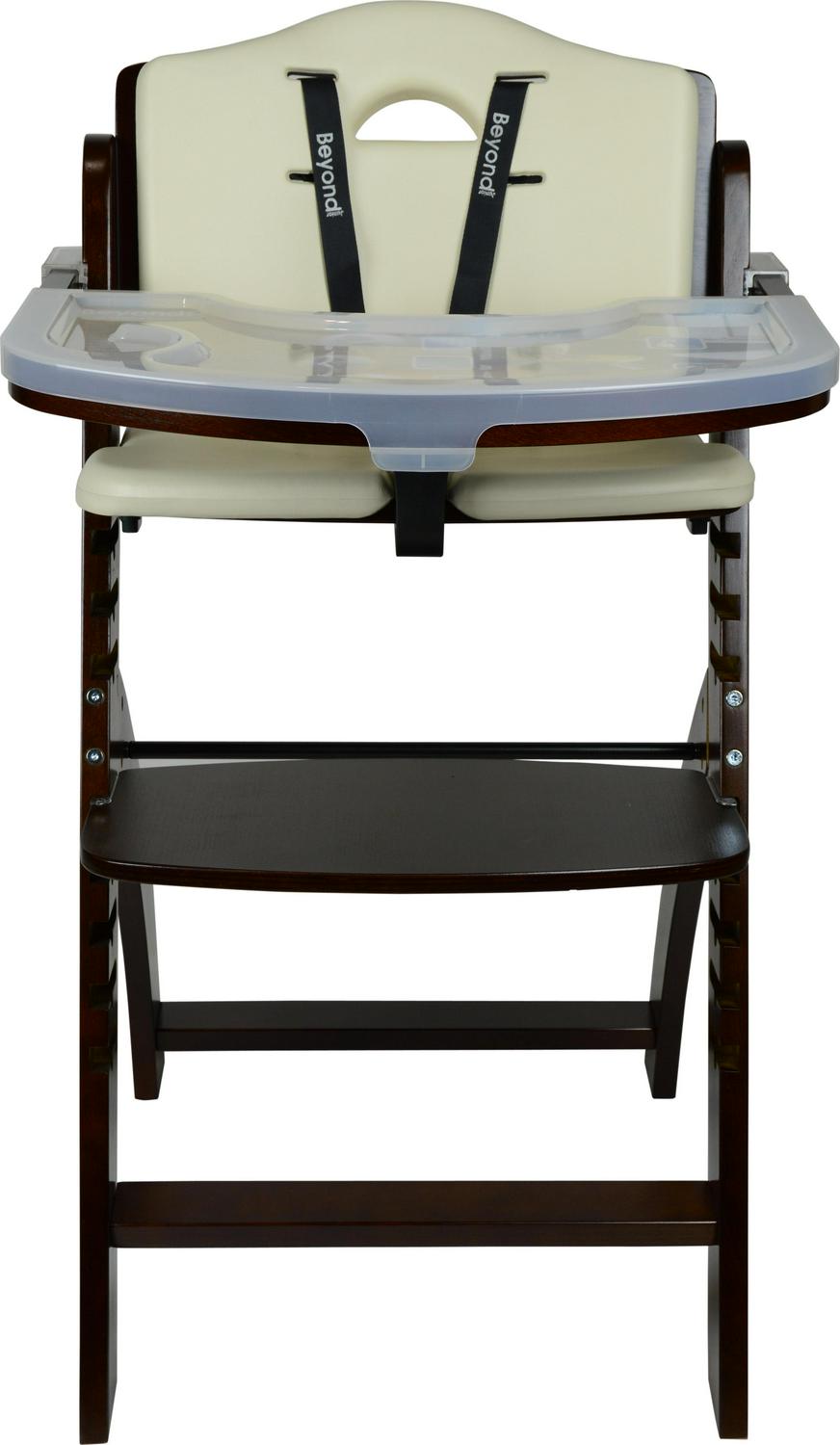 Abiie Beyond Wooden High Chair with Tray. The Perfect Adjustable Baby Highchair Solution for Your Babies & Toddlers or as a Dining Chair. (6 Months up to 250 Lb) (Mahogany Wood - Cream Cushion) - Image 2