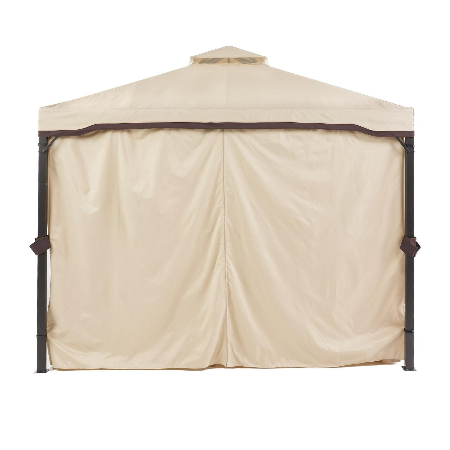Abrams Outdoor Gazebo Canopy with Net Drapery, Beige - Image 8