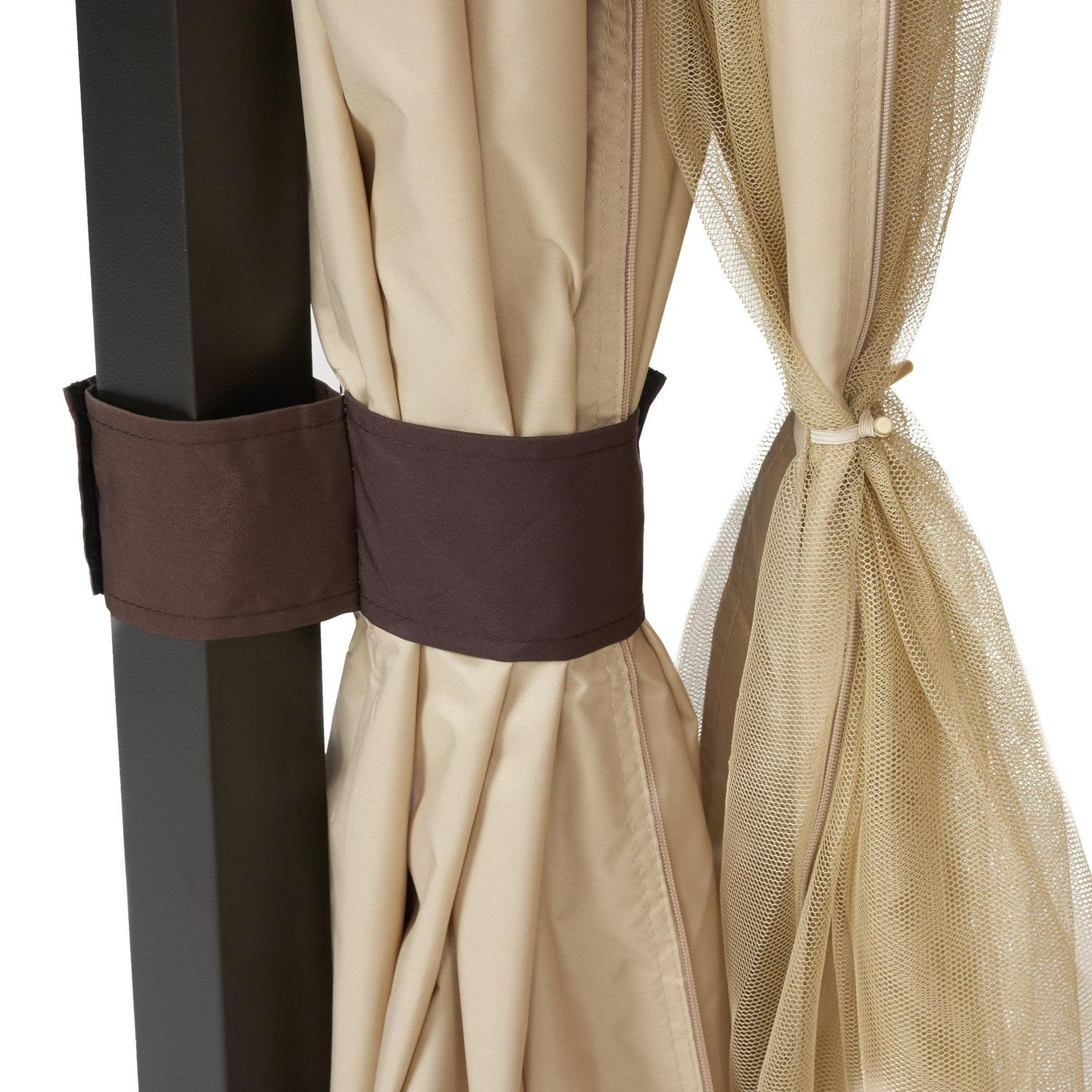 Abrams Outdoor Gazebo Canopy with Net Drapery, Beige - Image 13