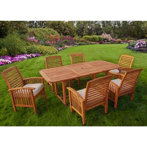 Acacia Wood Patio Extendable Dining Table, Brown - Image 5