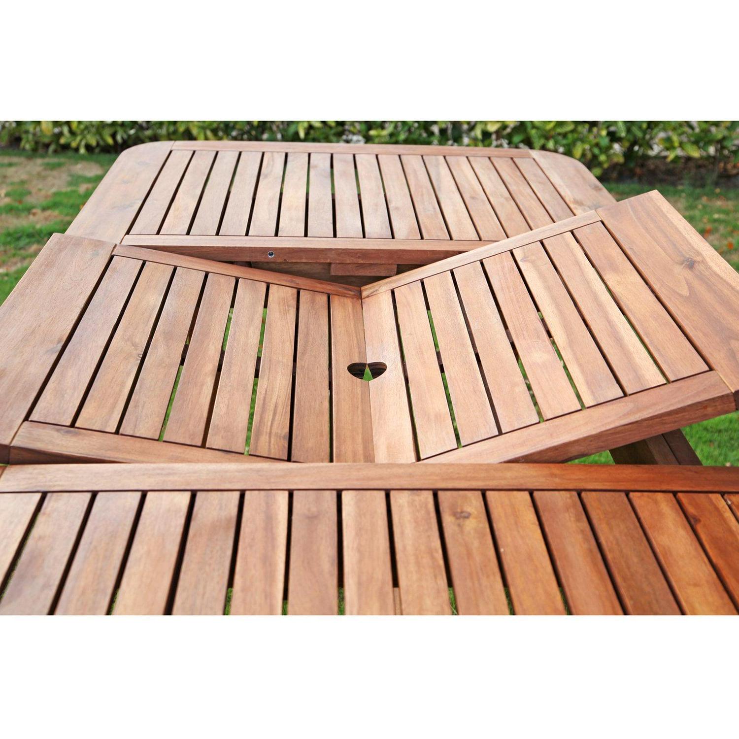 Acacia Wood Patio Extendable Dining Table, Brown - Image 3