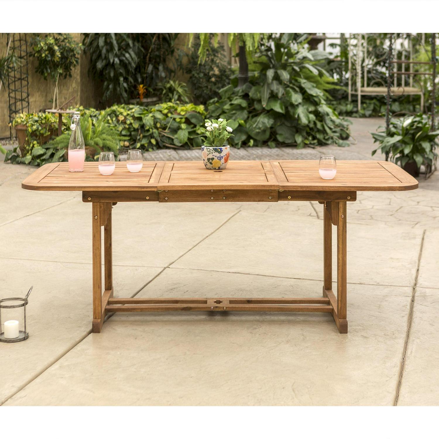 Acacia Wood Patio Extendable Dining Table, Brown - Image 6