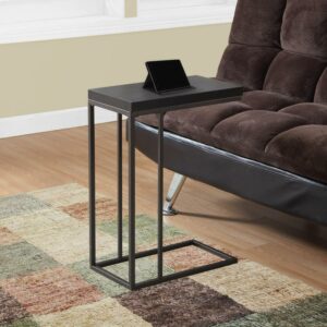 Accent Table C-shaped End Side Snack Living Room Bedroom Metal Brown