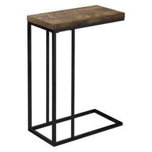 Accent Table C-shaped End Side Snack Living Room Bedroom Metal Brown