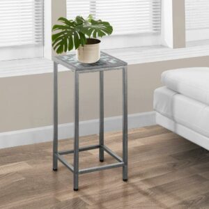 Monarch Specialties Accent Table, Side, End, Plant Stand, Square, Living Room, Bedroom, Blue Tile