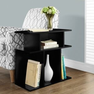 Accent Table, Side, End, Nightstand, Lamp, Living Room, Bedroom, Laminate, Black, Contemporary, Modern