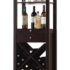 ACME Casey 1-Drawer Wine Cabinet with Glass Rack in Espresso