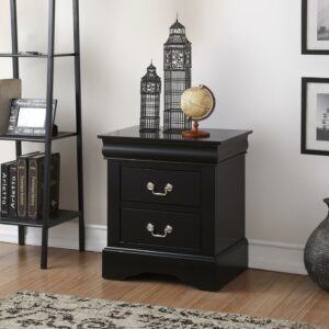 Acme Furniture Louis Phillipe III 2-Drawer Nightstand, Black