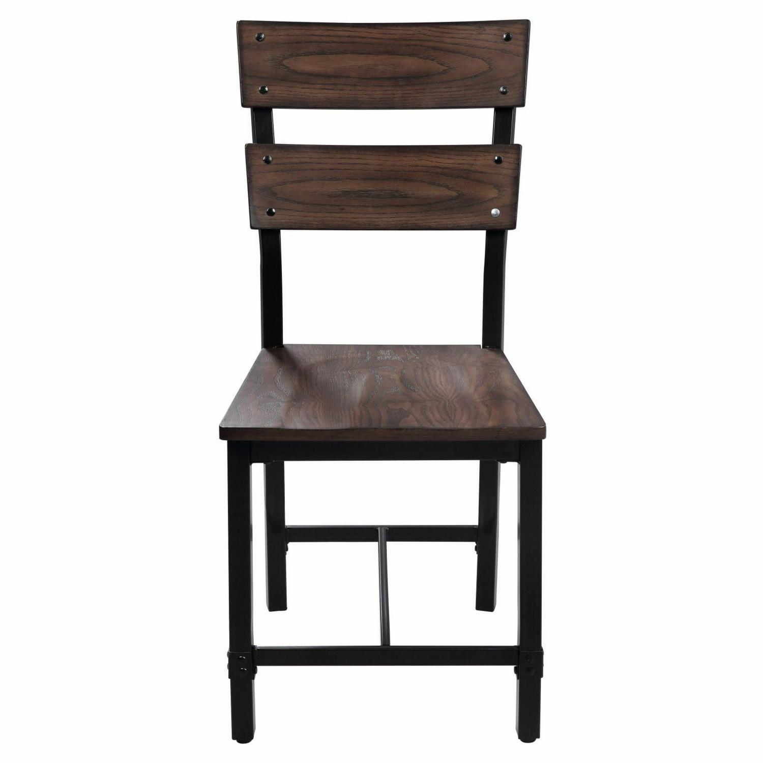 ACME Mariatu Wooden Armless Side Chair in Oak Set of 2 - Image 2