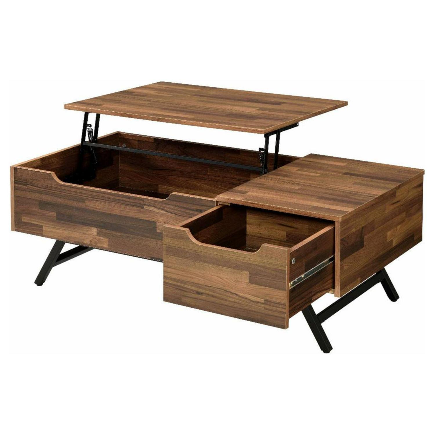 Acme Throm 1-Drawer Rectangular Wooden Coffee Table with Lift Top in Walnut - Image 5