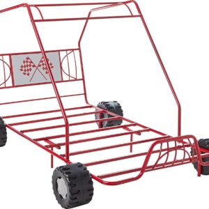 Acme Xander Go-Kart Metal Tube Car Bed, Twin, with Slat System, Multiple Finishes