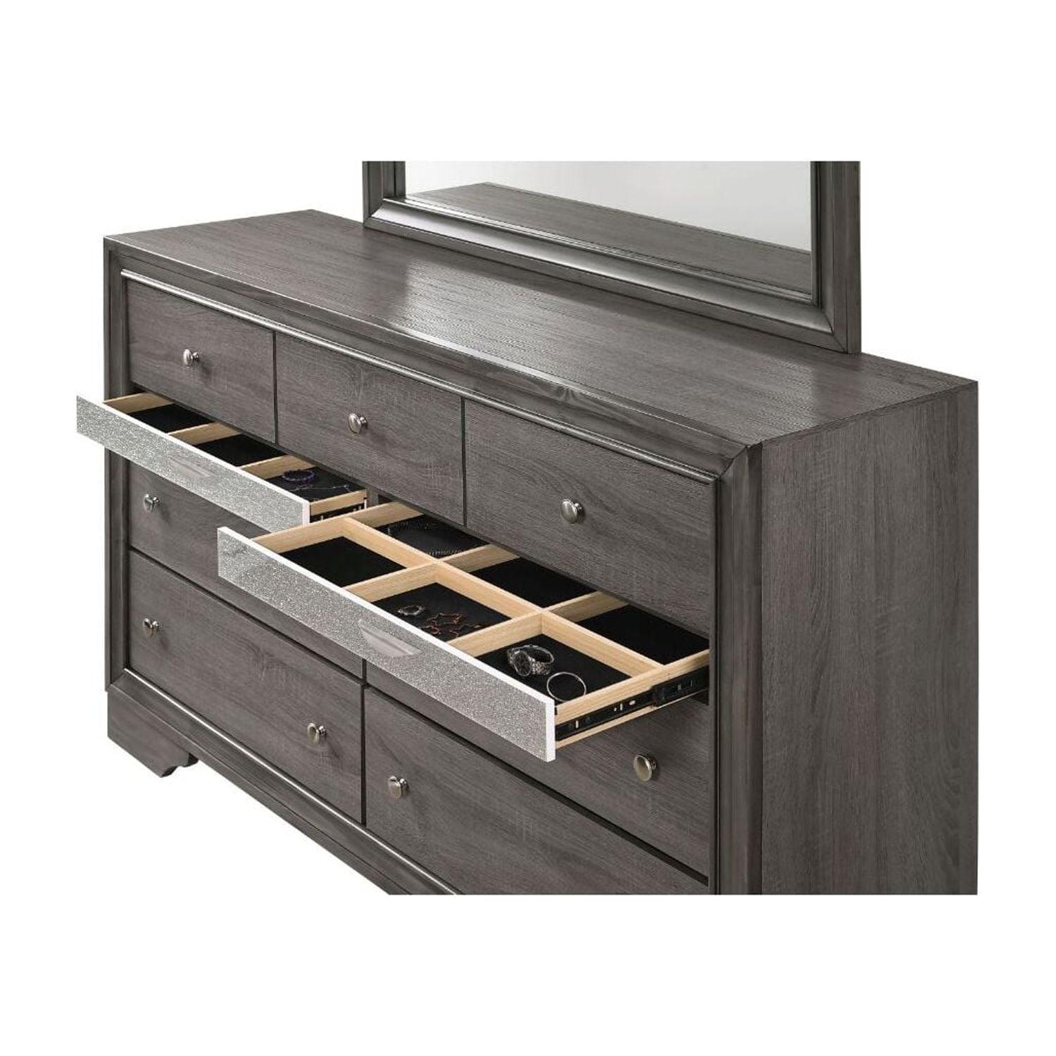 Acme Naima Wooden Frame 9 Drawers Dresser in Gray