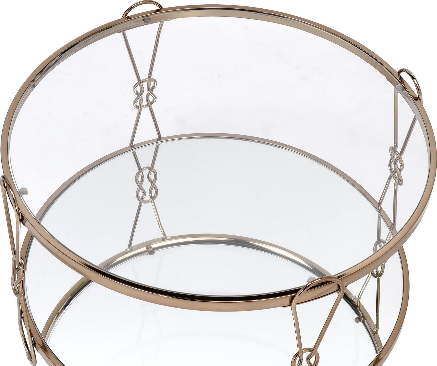 Acme Zekera Metal Frame Coffee Table in Champagne & Glass - Image 2