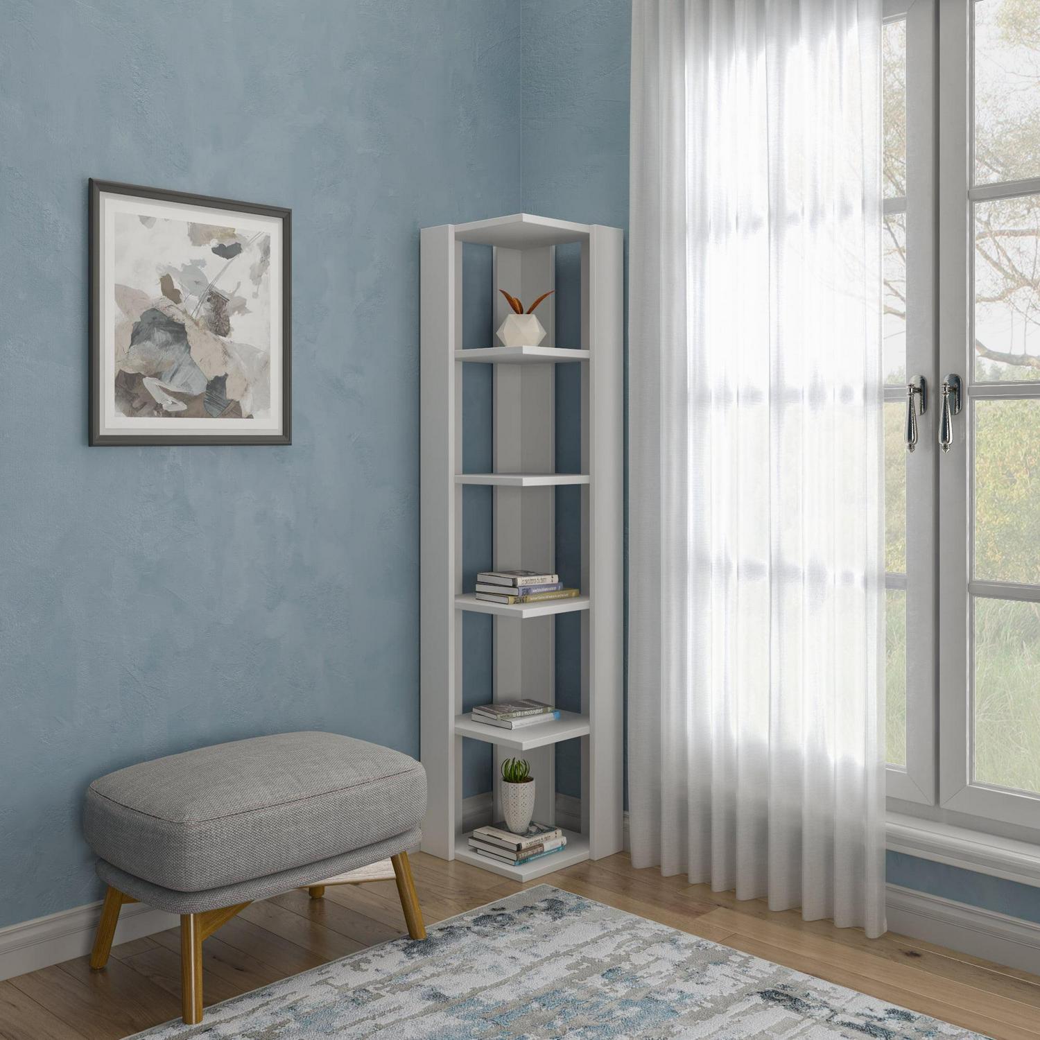 Ada Home Decor Bruce Multiple Tier Open Shelf Modern Bookcase, White - Image 2