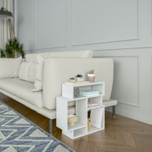 Ada Home Decor Furniture White 2 Tier Schultz Modern Side Table