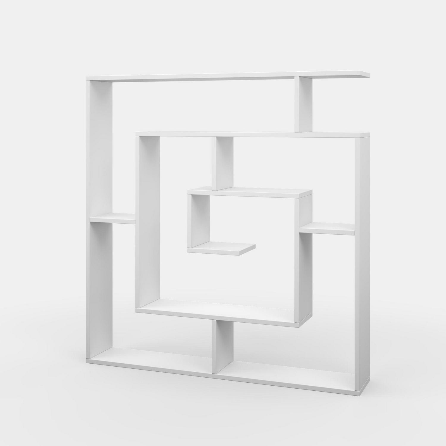 Ada Home Decor Briscoe 4 Tier Open Shelf Bookcase Modern Geometric Book Shelves, White - Image 9