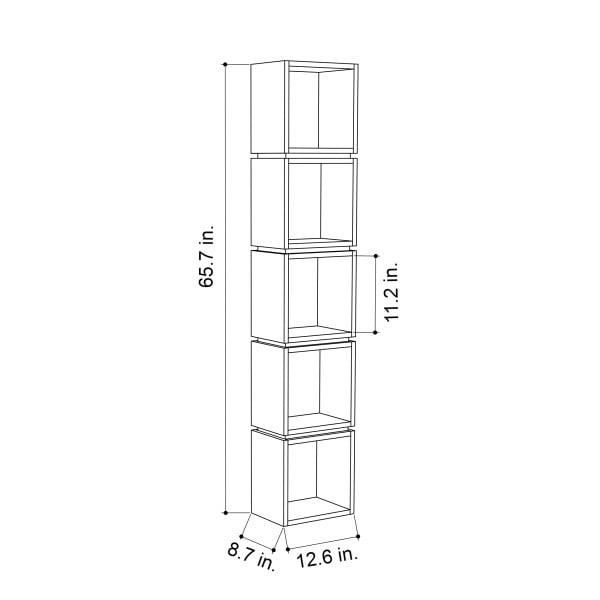 Ada Home Decor 5 Shelf Bookcase Multiple Tier Open Corner Shelf Narrow Book Shelves, White - Image 7