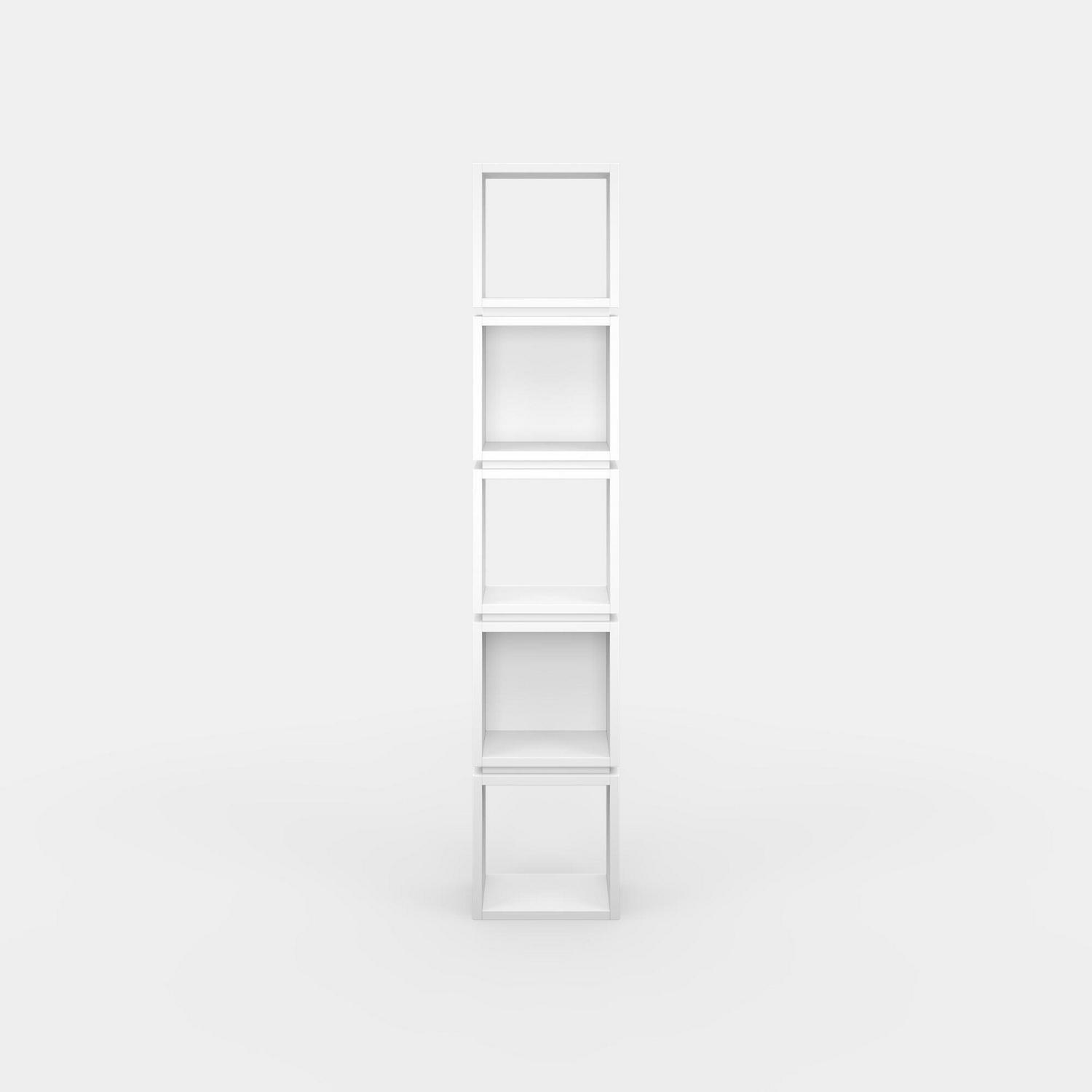 Ada Home Decor 5 Shelf Bookcase Multiple Tier Open Corner Shelf Narrow Book Shelves, White - Image 4