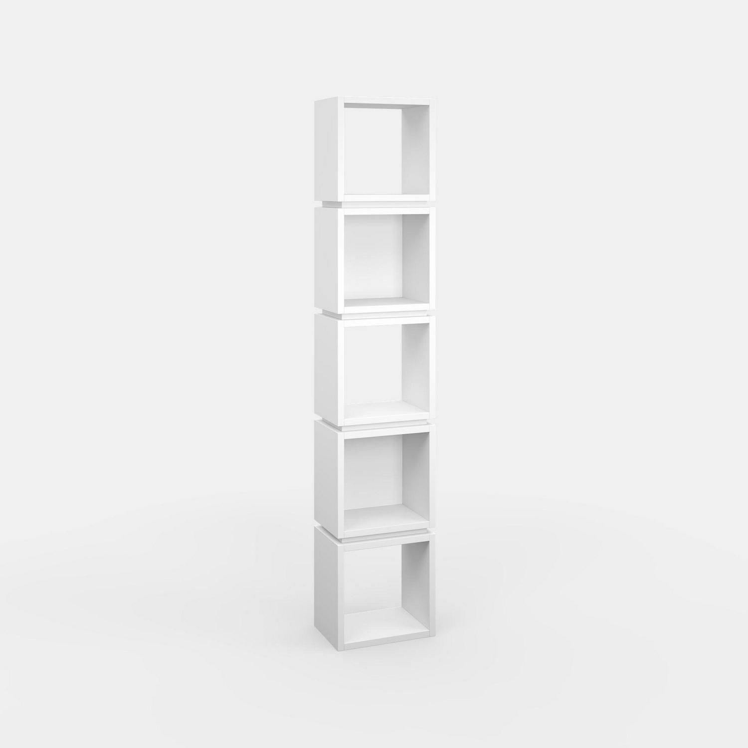 Ada Home Decor 5 Shelf Bookcase Multiple Tier Open Corner Shelf Narrow Book Shelves, White - Image 5