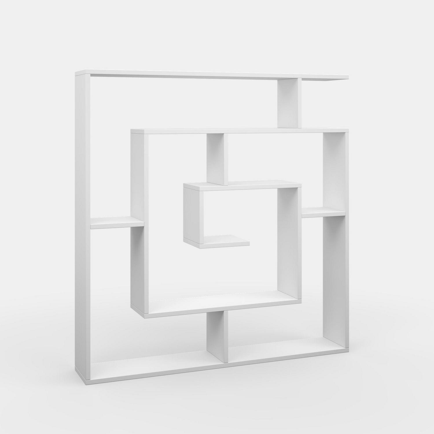 Ada Home Decor Briscoe 4 Tier Open Shelf Bookcase Modern Geometric Book Shelves, White - Image 8