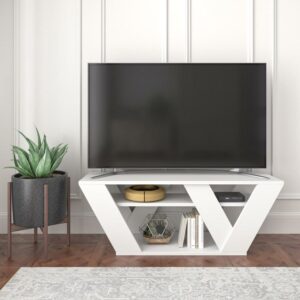Ada Home Decor Furniture for TVs up to 48" 2 Tier Open Shelf White Todd Modern TV Stand