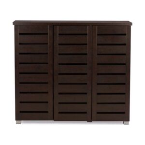 Baxton Studio Adalwin Modern and Contemporary 3-Door Dark Brown Wooden Entryway Shoes Storage Cabinet