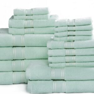 Addy Home Zero Twist 18 Piece Bath Towel Set (6 Bath, 6 Hand, 6 Wash) - Jade