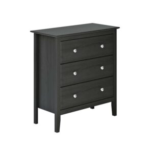 Adeptus Easy Pieces 3 Drawer Chest, Solid Pine, Black, Dresser