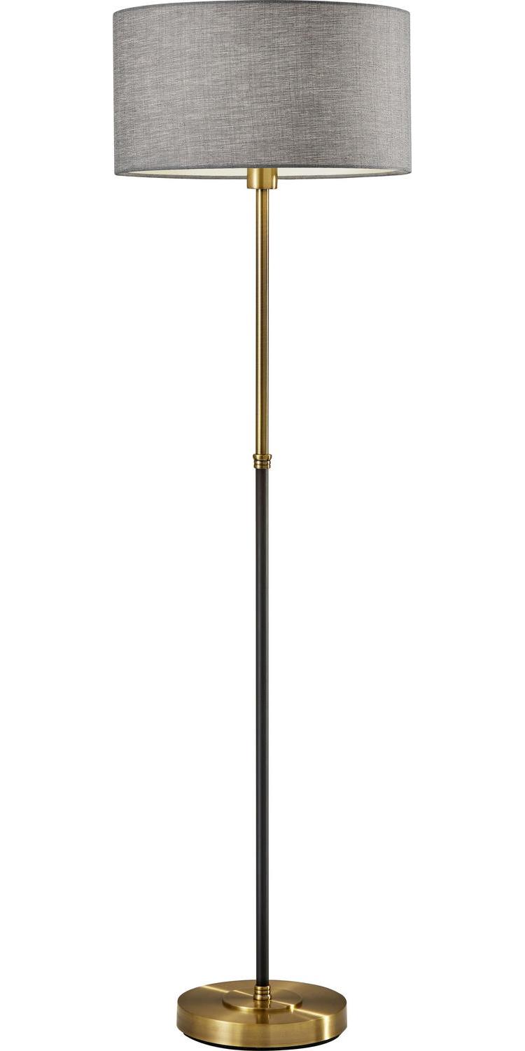 Adesso Bergen Floor Lamp, Black and Antique Brass