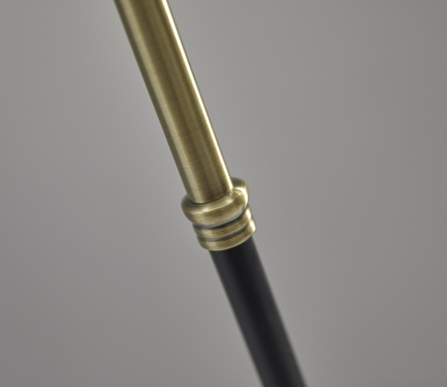 Adesso Bergen Floor Lamp, Black and Antique Brass - Image 4
