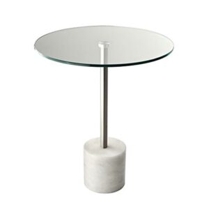 Adesso Blythe End Table, Steel,White Marble