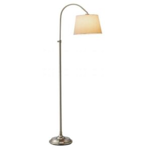 Adesso Bonnet Arc Steel Standing Floor Lamp and Adjustable White Linen Shade