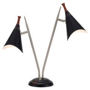 Adesso Draper Desk Lamp, Brushed Steel,Black painted with wood accent