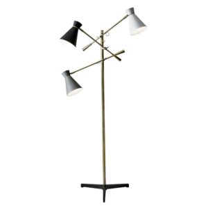 Adesso Lyle Black and Antique Brass 3-Arm Floor Lamp