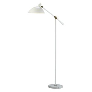 Adesso Home Peggy Metal Floor Lamp in White and Antique Brass