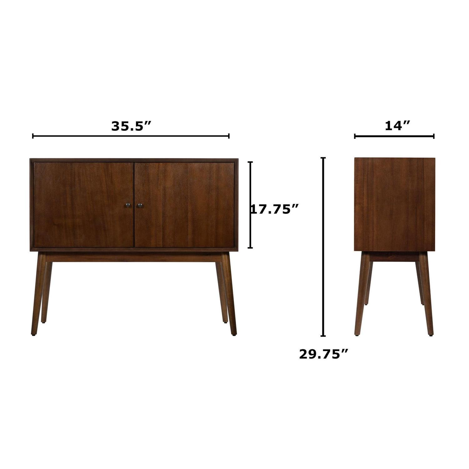 Adore Decor Brookline Midcentury Modern 2 Door Storage Cabinet Console, Walnut Brown - Image 2