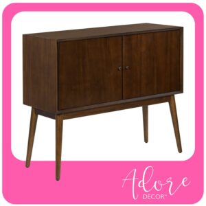 Adore Decor Brookline Midcentury Modern 2 Door Storage Cabinet Console, Walnut Brown