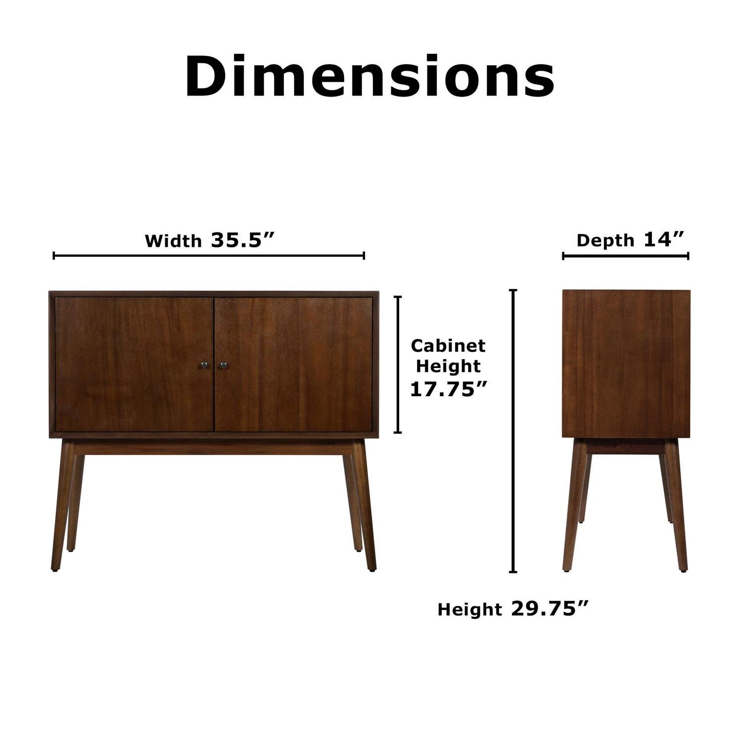 Adore Decor Brookline Midcentury Modern 2 Door Storage Cabinet Console, Walnut Brown - Image 6