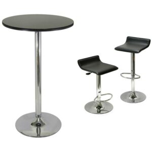 Airlift Adjustable 3 Piece Pub Set, Black and Chrome