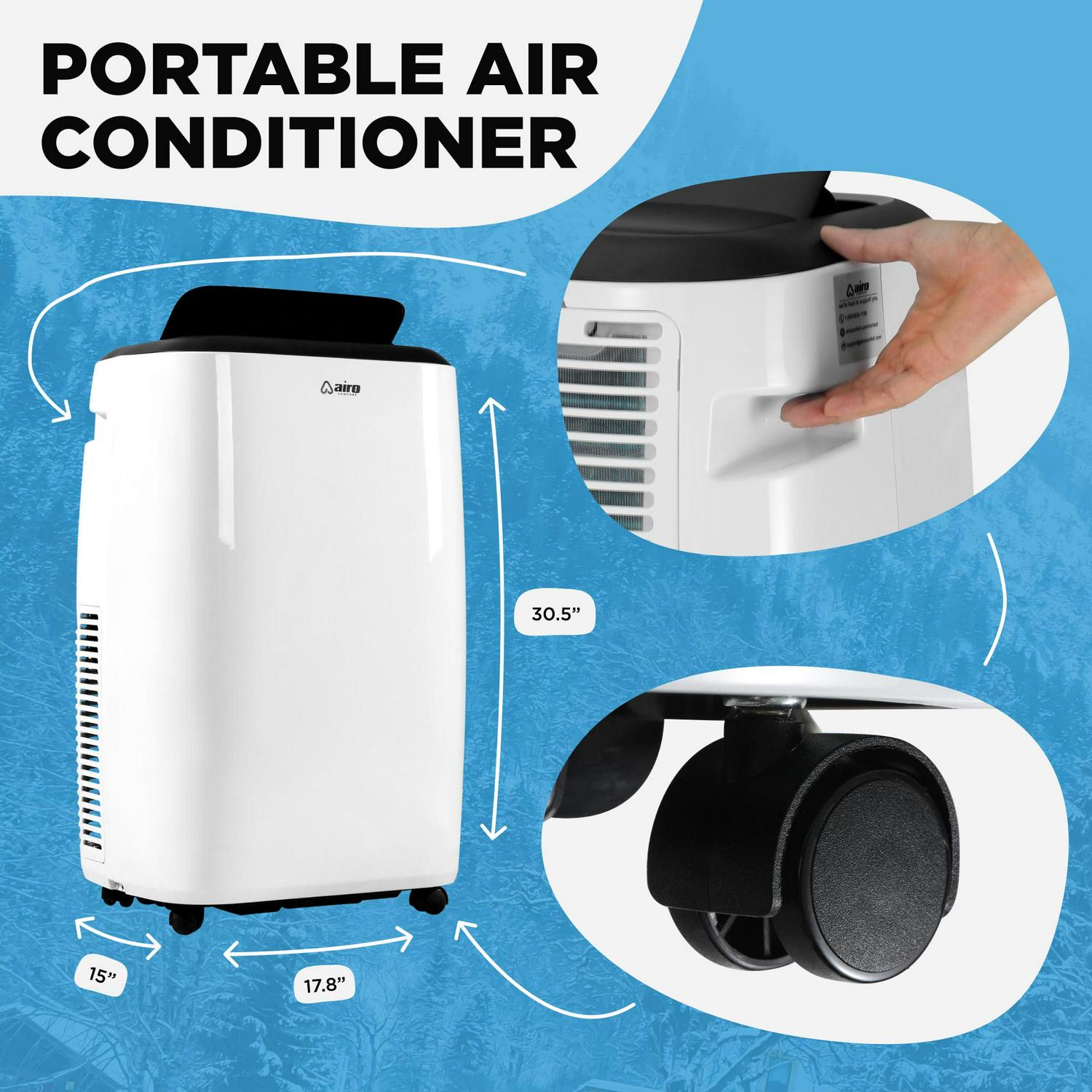 Airo Portable Air Conditioner 12000 BTU (8000 BTU DOE), Standing AC Unit with DIY Window Kit - Image 9