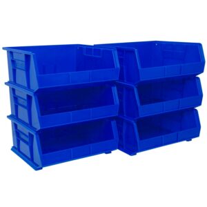 Akro-Mils 30250 AkroBins Plastic Storage Bin Hanging Stacking Container, 15" x 16" x 7" - Blue - Set of 6