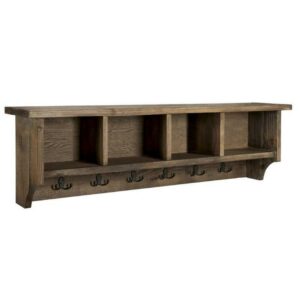 Alaterre Furniture Pomona Industrial 48 in. Solid Wood & Metal Coat-Rack With 6 Strong Coat Hooks and 4 Cubbies