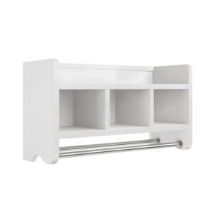 Alaterre 25" Bath Storage Shelf with Towel Rod, White