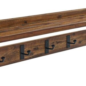 Alaterre Furniture Durango Industrial Wood Coat Hook Entryway Shelf, Solid Acacia Wood Accent Furniture