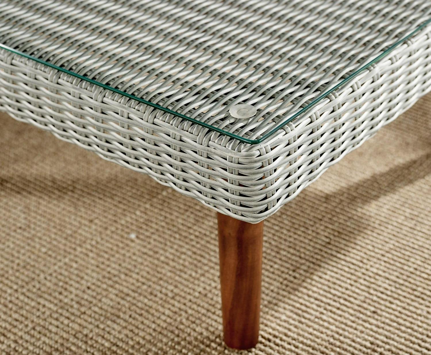 Alaterre Albany Outdoor Square Wicker Coffee Table, Light Gray/Brown - Image 5