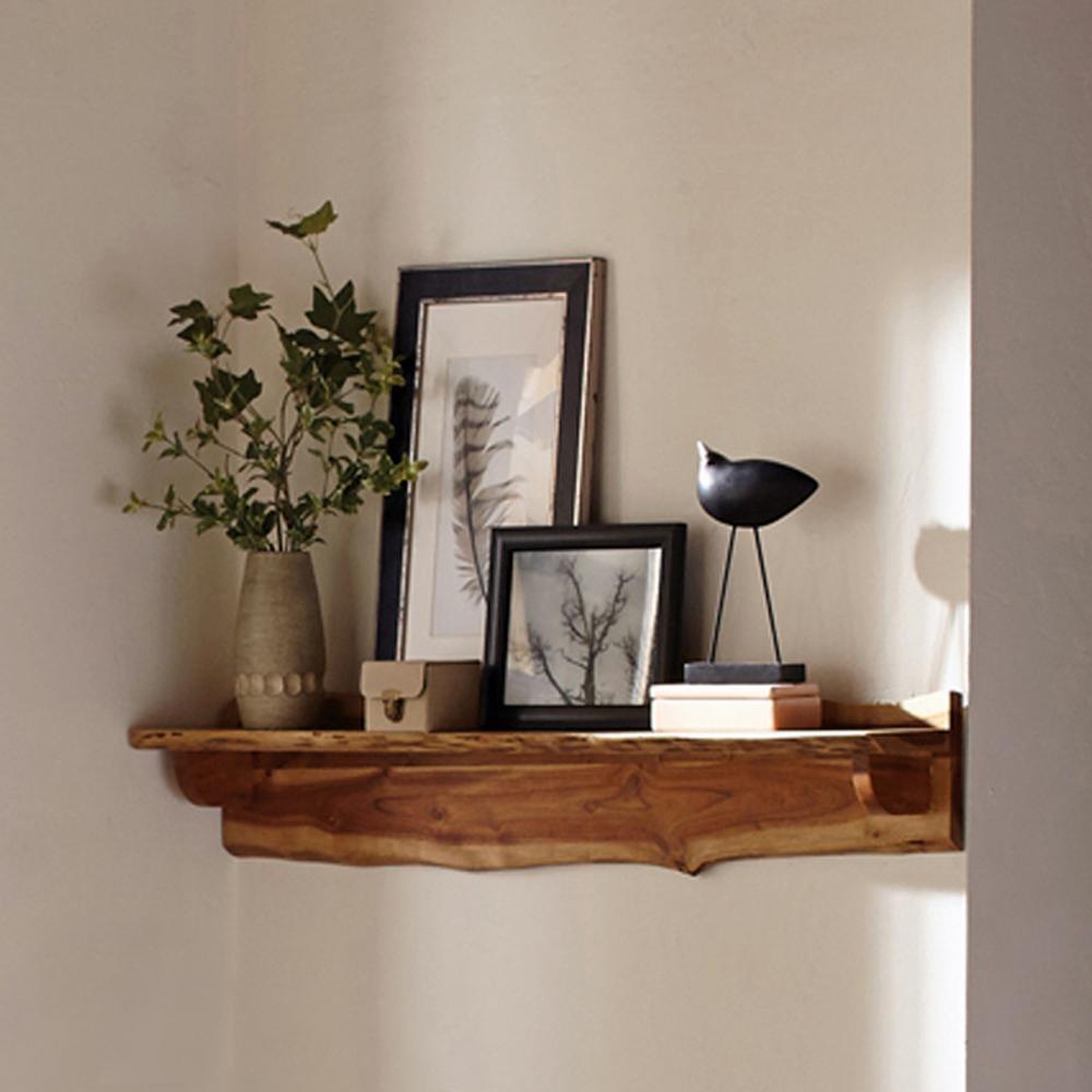 Alaterre Alpine Natural Live Edge Wood 48" Mantel Shelf - Image 3