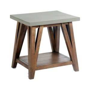 Alaterre Furniture Brookside 22"W Wood and Concrete-Coated Top Wood End Table