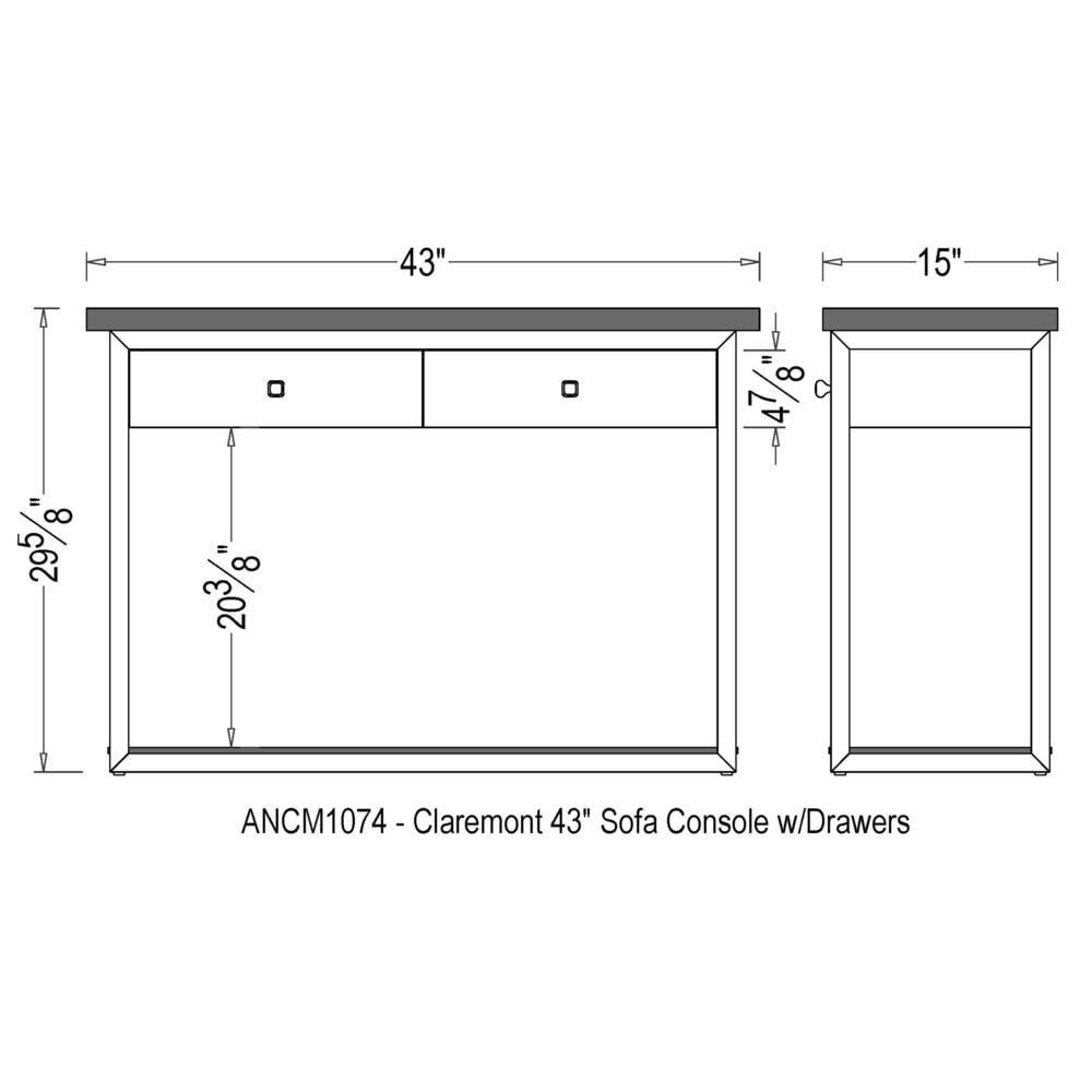 Alaterre Furniture Claremont 43"L Rustic Solid Acacia Wood Console Table with Two Drawers and Low Shelf - Image 24