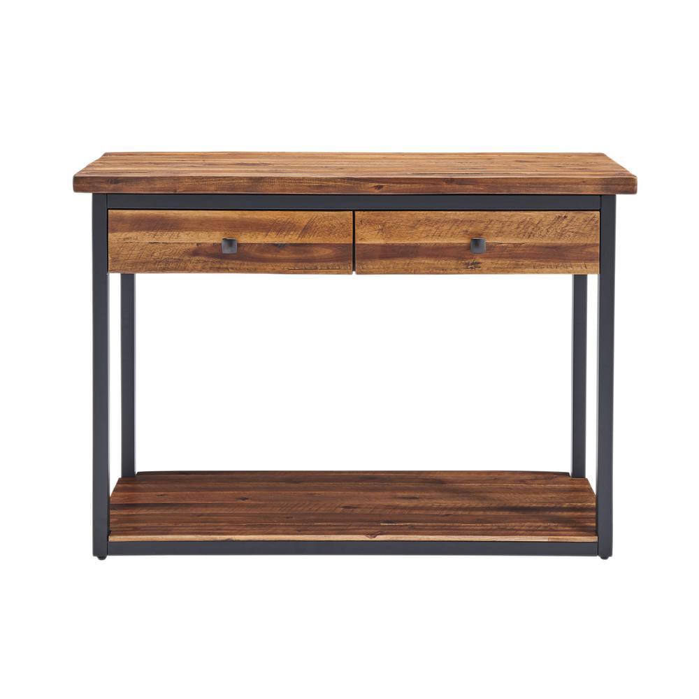 Alaterre Furniture Claremont 43"L Rustic Solid Acacia Wood Console Table with Two Drawers and Low Shelf - Image 8